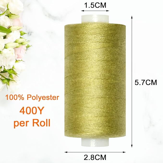 All Purpose Sewing Thread-2 Spools of Hand Polyester Sewing Thread for Sewing Machine for Hand and Machine Sewing(Lt Khaki Green, 2 spools)