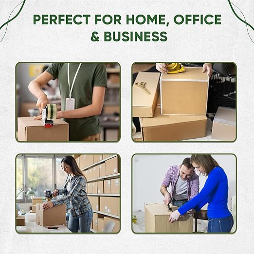 Biodegradable Packing Tape | Plant-Based Cellulose Packaging Tape | Heavy Duty All-Purpose Adhesive for Shipping, Moving, Office, Crafts | Easy-Tear, Low-Noise, Clear - 3pk 1.93 in x 70 yds
