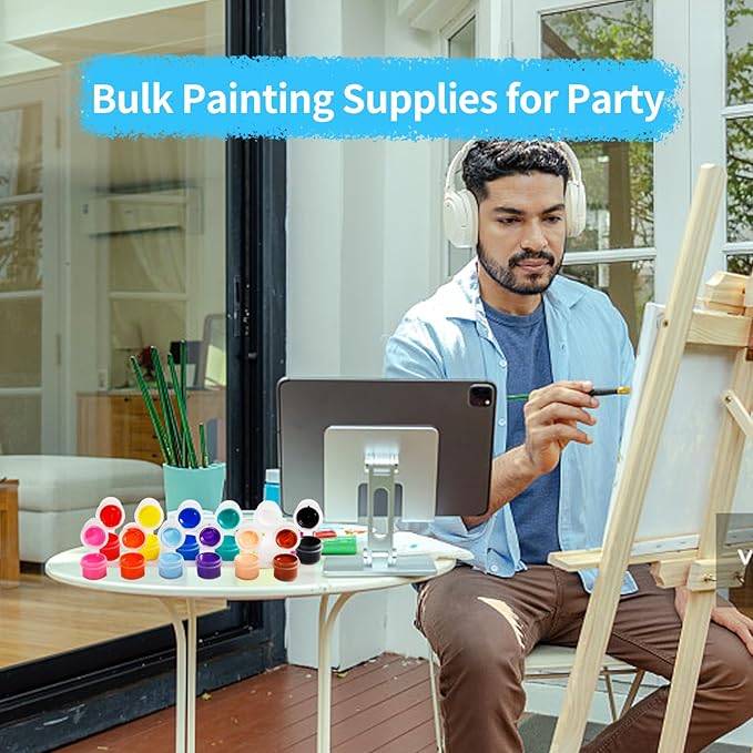 Yihurlm 40Pack Mini Acrylic Paint,12 Color Acrylic Paint Strips,40 Flat and 40 Pointed Brushes,Painting Party Supplies,Washable Mini Painting Kit Container Strips Storage for Artistic Craft Gift(3 ml)