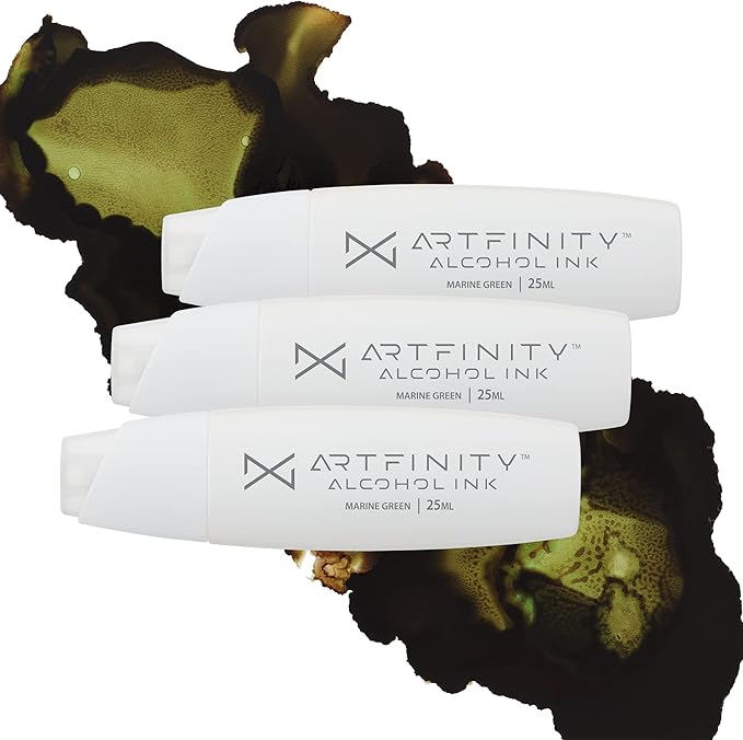 Alcohol Inks 3 Pack - Vibrant, Professional, Dye-Based Alcohol Inks for Artfinity Alcohol Markers, Artists, Drawing, & More! - Marine Green G7-7
