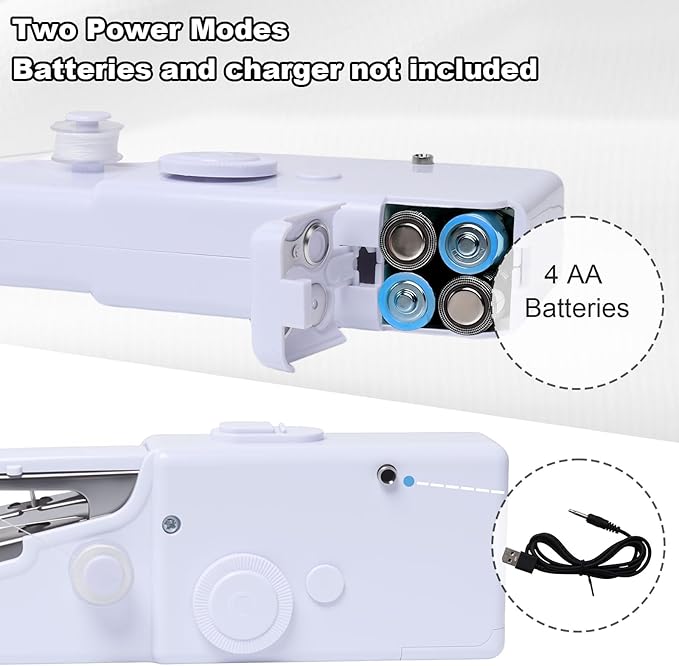 ALIBBON Handheld Sewing Machine for Beginners Portable Electric Mini Sewing Machine with Accessory Kit Small Hand Stitching Machine for DIY Clothes Home Travel Sewing Kit for Adults (White)