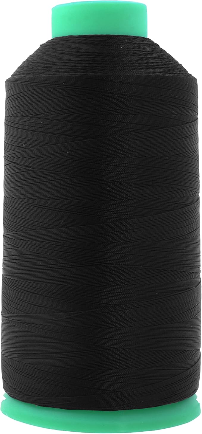 Mandala Crafts Size 46 210D T45 Bonded Nylon Thread - Black 2843 YDs Tex 45 Heavy Duty Sewing Threads for Leather, Jeans, Weaving, Outdoor Marine Upholstery
