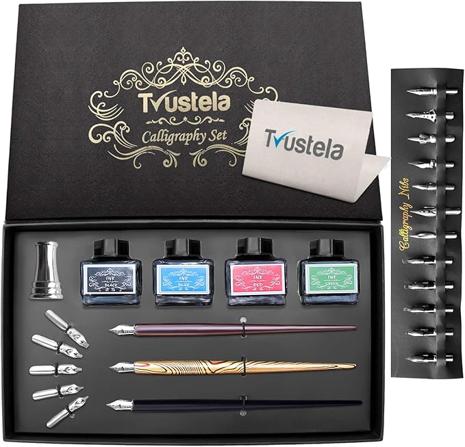 Calligraphy Set For Beginners, 3 Calligraphy Pens, 4 Ink Bottle 15ml, 20 Calligraphy Nibs, 1 Calligraphy Pen Holder, Dip Pen Set, Gift For Men, Women And Kids, Calligraphy Kit For Beginners