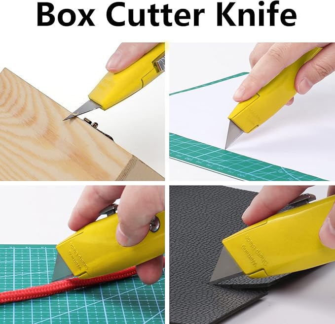DIYSELF 2Pack Utility Knife Box Cutter Retractable Blade Heavy Duty PVC Pipe Cutter(Yellow)