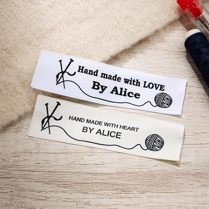 callie Personalized Sewing Labels for Handmade Item, Custom Fabric Label Tags for Crocheting, Crafts, Clothing, Knitting, 25 pcs-200 pcs