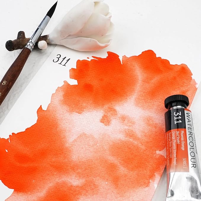PHOENIX Professional Watercolor Paint Single Tube - 0.47 Fl Oz / 14ml - Phoenix Orange(Red Shade)