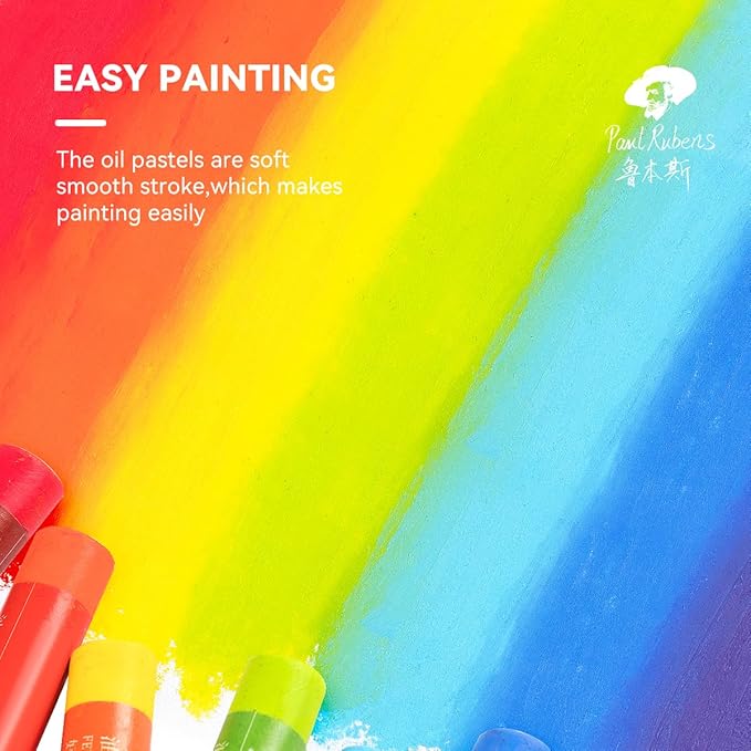 Paul Rubens Oil Pastels Set with 50 Colors Artist Soft Oil Pastels+6 Pcs White Oil Pastels+8.7 x 11.7 Inches Oil Pastel Book（30 Sheets）+5 Palette Knives for Artists, Professionals, Student, Hobbyist