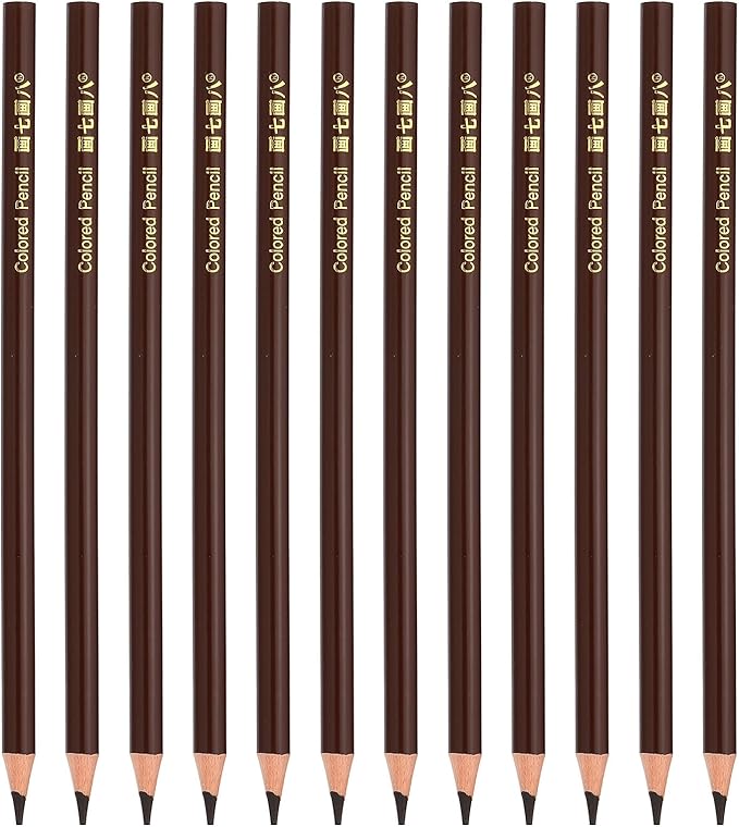 PATIKIL Coffee Colored Pencils Set,12 Pcs Oil Color Pencils Wooden Coloring Drawing Pencil for Artists Art Painting