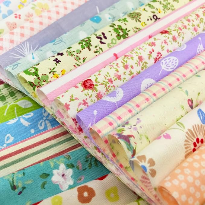 flic-flac Quilting Fabric Squares 100% Cotton Precut Quilt Sewing Floral Fabrics for Craft DIY (10 x 10 inches, 60pcs)