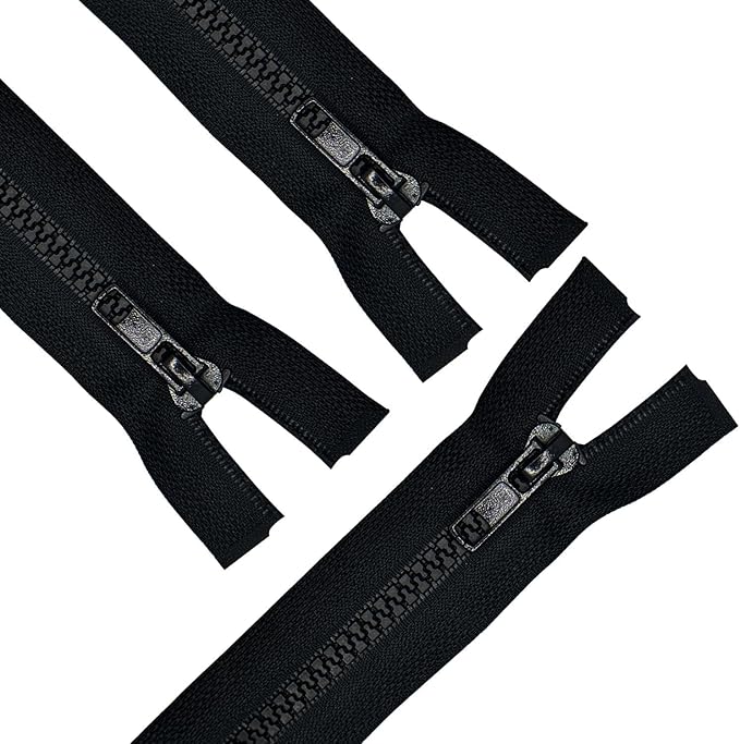 ANPURZII 3PCS #5 31 Inch Black Separating Jacket Zippers for Sewing Coats, Molded Plastic Bulk Zippers(Black 31" 3PCS)