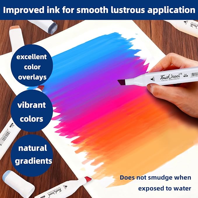 12Pcs Alcohol Markers Pure Color Series,Chisel & Fine Dual Tip Art Solid Color Markers Set for Adults Beginner Drawing Sketching Illustration (Colorless Blender)