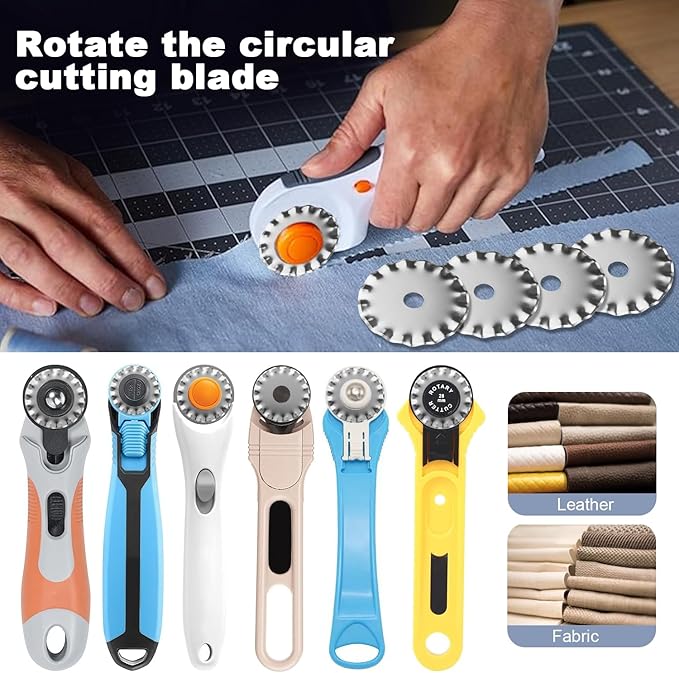 5 Pcs 28mm Pinking Rotary Cutter Blades, Bestgle Decorative Rotary Blades Replacement Rotary Cutter Blade for Quilting Sewing - Fits Fiskars, OLFA