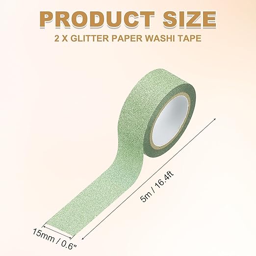 PATIKIL 2Roll Glitter Paper Washi Tape, Glitter Film Decorative Tape for DIY, Green