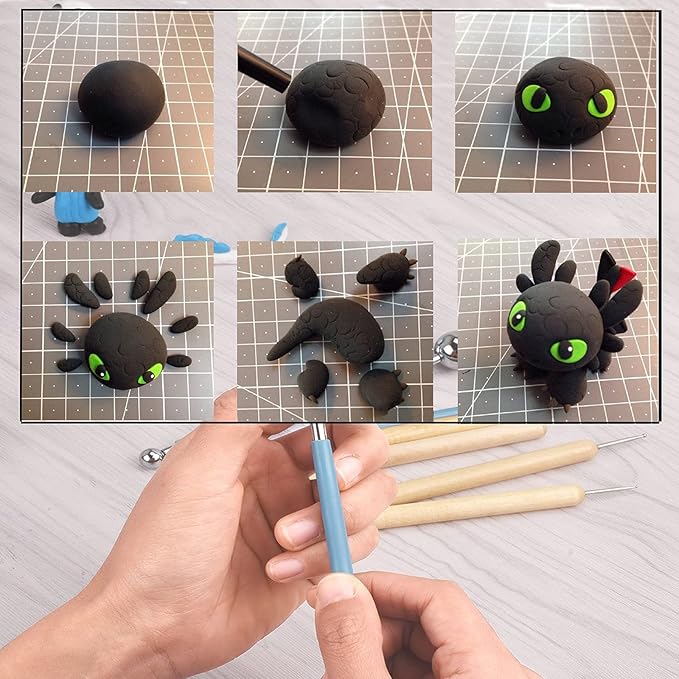Air Dry Modeling Clay 10.5 oz Ultra Light Magic Clay Soft No Crack Molding Dough Primary Colors for Adults Kids Art Craft Kit Black