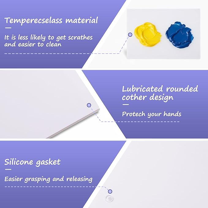 7x9 Inch Neutral Tempered Glass Palette for Oil Painting | Neutral White Scratch-Resistant Surface | Keeps Paints Wet & Effortless to Clean | Essential for Artists & DIY Color Mixing