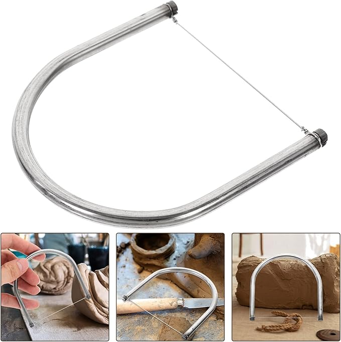 SEWACC Angle Cutting Clay Tool Stainless Steel Wire Bevel Cutter Trimming Pottery Clay Sculpting Tool DIY Ceramic Clay Modeling Tool for Pottery Ceramics and Sculpting D