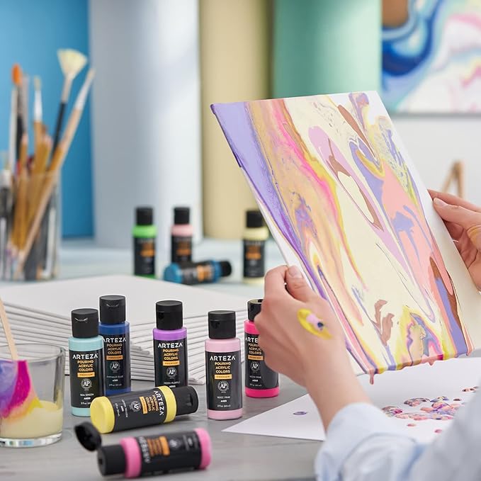 ARTEZA Canvas Panels for Painting, 28 Pieces, 5 x 7, 8 x 10, 9 x 12, 11 x 14 Inches, Cotton, Gesso-Primed, Art Supplies for Acrylic and Oil Painting