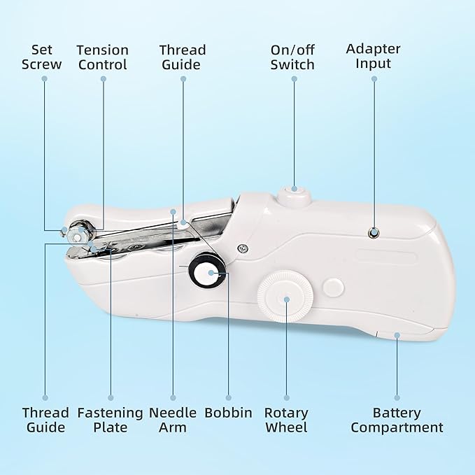 Handheld Sewing Machine,Electric Switch,Two Speed Modes，Easy to Operate，Portable Mini Sewing Machine， DIY Projects at Home or Travel
