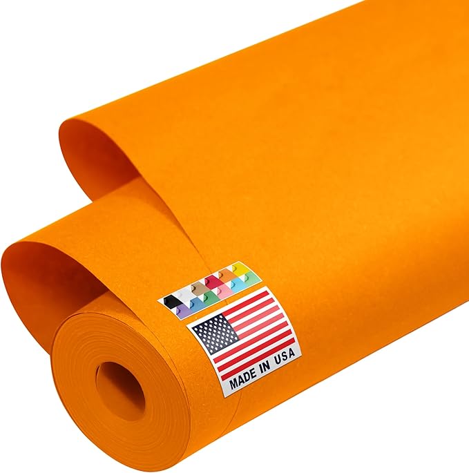 USA Made 48" x 1200" Orange Kraft Paper Roll, 45 lbs Thickness, American Quality Colored Kraft Paper for School, Bulletin Board - Odorless, Non-Toxic, Safe for Kids