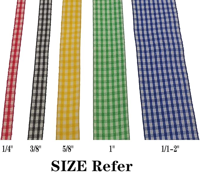 Gingham Ribbon 50 Yard Each Roll 100% Polyester Woven Edge (3/8" x 50 Yards, Light Green)