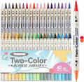 TRANSON 80 Colors Acrylic Paint Marker Set, 40 Pieces of Dual-color Acrylic Paint Pens with Brush Tips Versatile for Craft Painting, Drawing, Rock Painting, DIY, Paint on Most Surfaces
