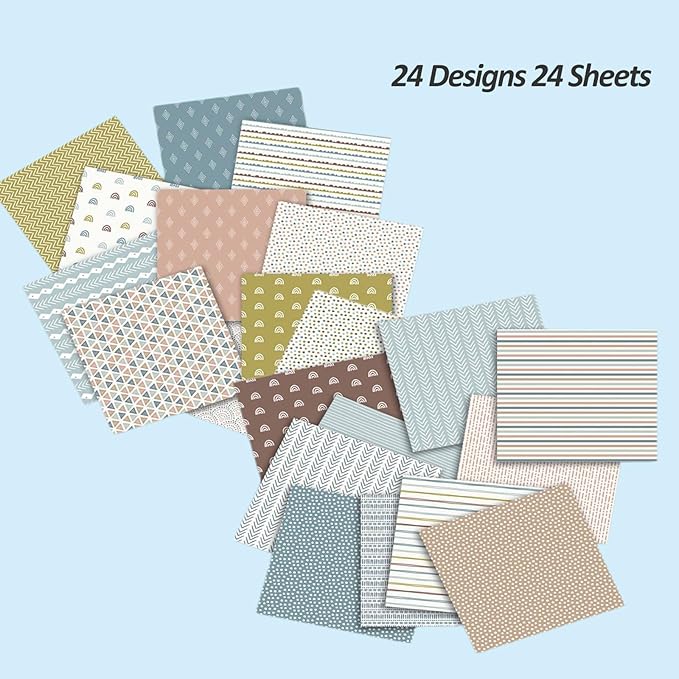 Scrapbook Paper Pads 12x12 Decorative Craft Paper, MIATTCLD 24 Sheets Double-Sided Vintage Cardstock Papers, Colored Patterned Papers Pack