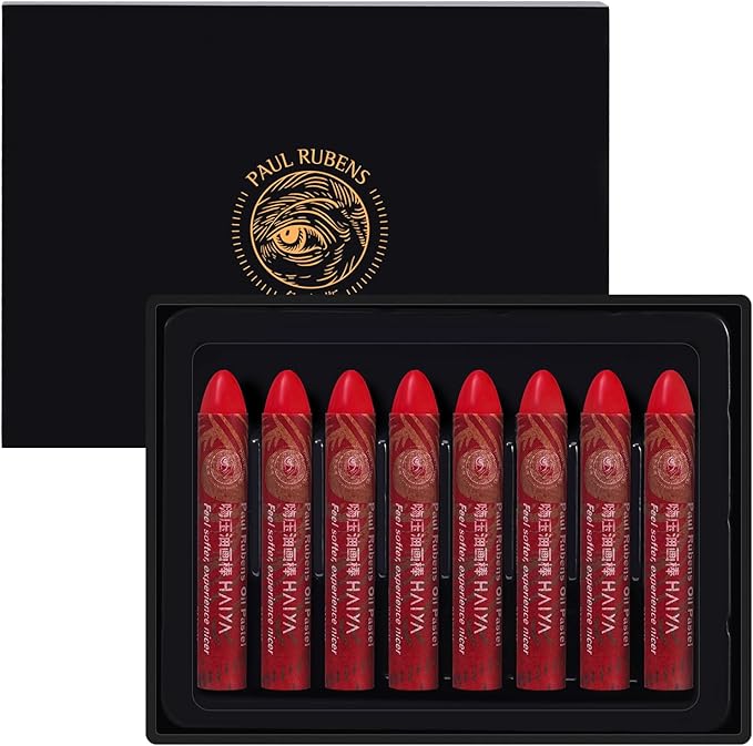 Paul Rubens Permanent Intense Red Oil Pastels (8 Pack) - Ultra-Creamy & Blendable, Bullet Tip for Precision - Premium Art Supplies for Drawing, Sketching & Painting - Ideal for Artists & Beginners