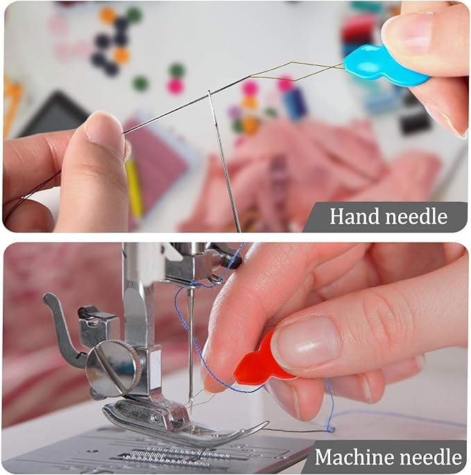 Automatic Needle Threaders Plastic Gourd Shaped, for Sewing Machine Hand Sewing - Embroidery for Cross Stitch Crafts (Multicolor-Gold, 42PC)