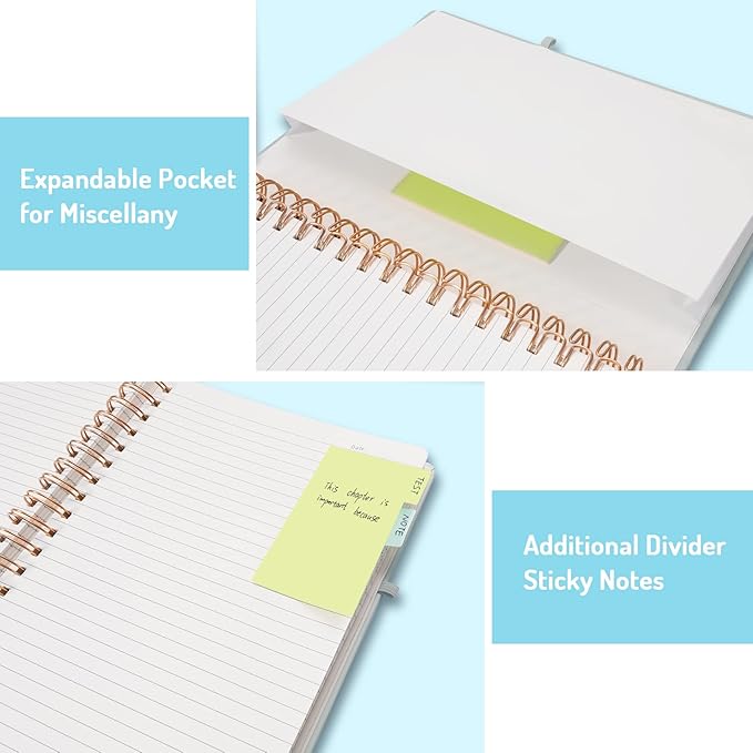 Forvencer A4 Lined Spiral Journal Notebook with 300 Numbered Pages,11" X 8.5" Thick Journals for Writing with 100GSM Paper, Hardcover Notebooks with Contents for Work, School, Grey