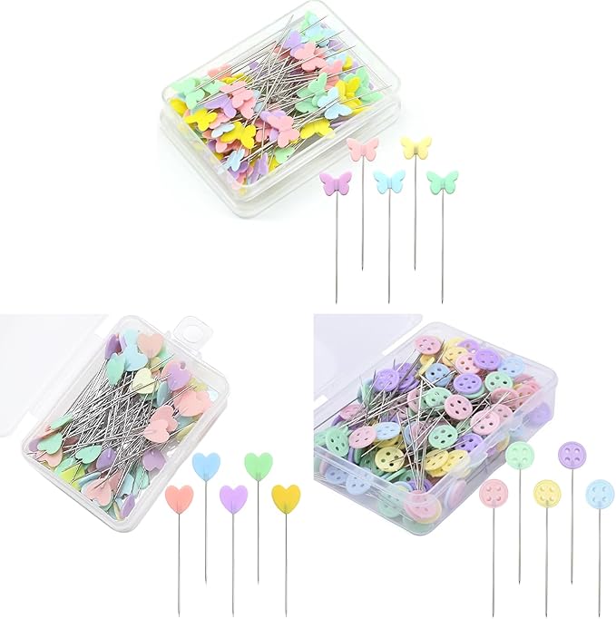 200pcs Colored Sewing Pins for Fabric Flat Head Straight Pins with Storage Box Quilting Pins Fixed Sewing Marker Needle for Dressmaker,Sewing Project,Jewelry Making, DIY Craft (Butterfly)