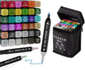 AdamStar Alcohol Markers, 36 Colors Dual Tip Art Markers for Kids & Adult Coloring Sketching Drawing Markers for Artists Paint Markers Pen with Carry Case (36)