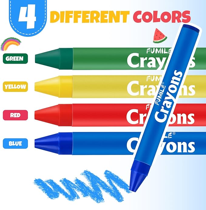 FUMILE 320 Count Crayons (80 Sets of 4 Colors), Non-Toxic Crayon Bulk Individual Packs, Mini Crayons for Kids Party Favors, Restaurants, School Supplies, Travel and More Events