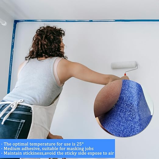 Masking Tape, Blue Tapes, Painters Tape, Artist Painter's Painting Paper Tape for Multi-Purpose Wall Paint, DIY Crafts, Scrapbook, Decoration, Labeling, Edge Finishing, 0.94INx60.1YDSx6 Rolls=360.6YDS
