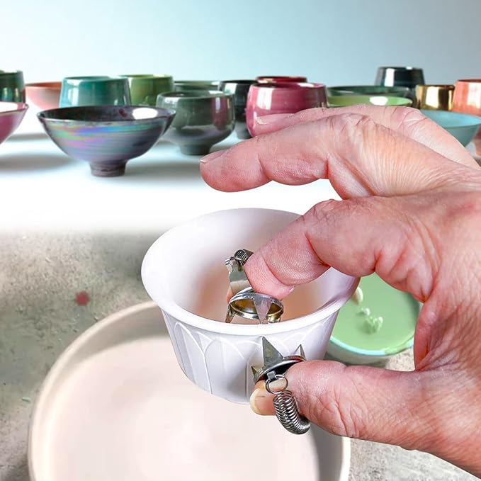 4 Pieces Pottery Clay Glaze Clamps Fingertip Dipping Glaze Clips, Ceramic Glazing Tongs, Glazing Tongs for Pottery