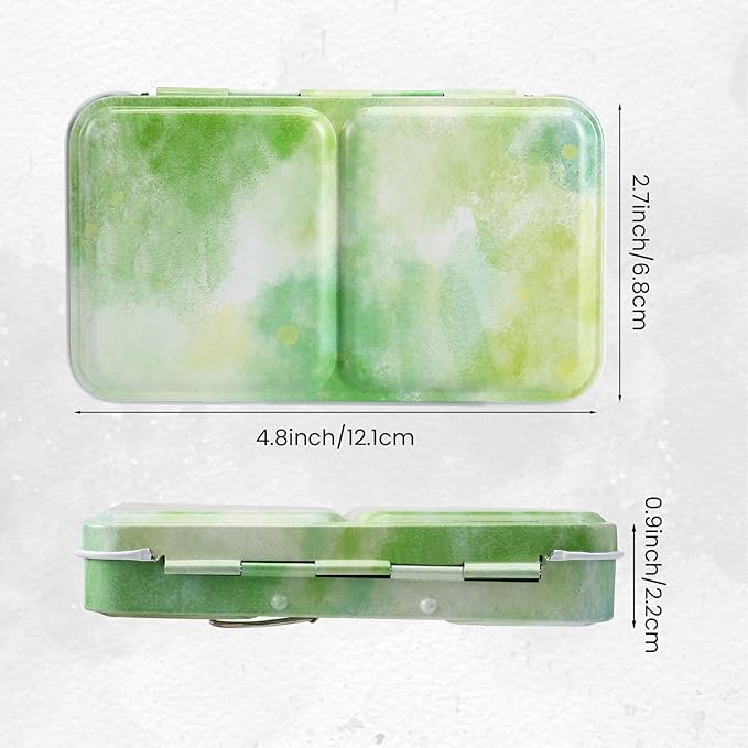 Empty Watercolor Palette with Paint Tray and 14PCS Empty Watercolor Half Pans - Sturdy Empty Watercolor Palette Tin - Watercolor Travel Palette Empty