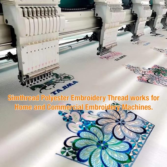 Simthread - 33 Selections - Various Assorted Color Packs of Polyester Embroidery Machine Thread Huge Spool 5500Y for All Sewing Embroidery Machines - 6xPastel Colors 1