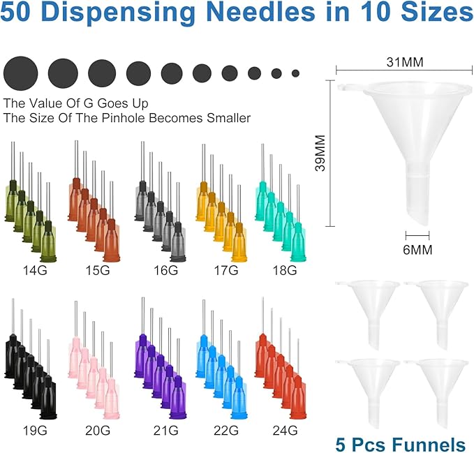 LAMPTOP 164 Pcs Clay Ceramic Decorative Tools, Pottery Tools Supplies Glaze Precision Applicator Set, Plastic Steel Needles with Adapter, Rubber Ceramic Glaze Extrusion Bottle and Funnels, Paintbrush