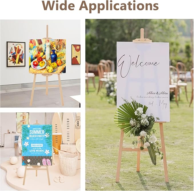 Falling in Art Easel Stand for Painting, Adjustable Wooden Easels for Painting Canvas Up to 42", Folding Art Easel for Drawing, Wedding Sign and Poster, Suitable for Kids and Adults