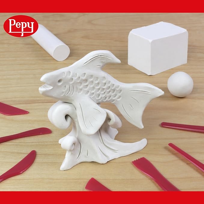 Pepy Reusable and Non-Drying Oil-Based Plasticine Modeling Clay, White, 4 Pounds, Sulfur-Free & Non-Toxic, Great for Kids, Beginners, and Artists, Perfect for Arts and Crafts Projects