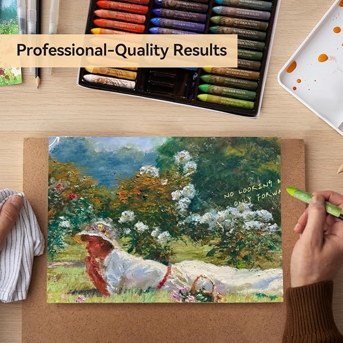 Paul Rubens Oil Pastel Set, Artist Oil Pastels, Oil Art Kit, Includes 48 Brightly Colored HAIYA Soft Oil Pastels + 1 Palette Knife+ 1 Roll of Masking Tape+ 1 Acrylic Marker + 10 Oil Pastel Paper