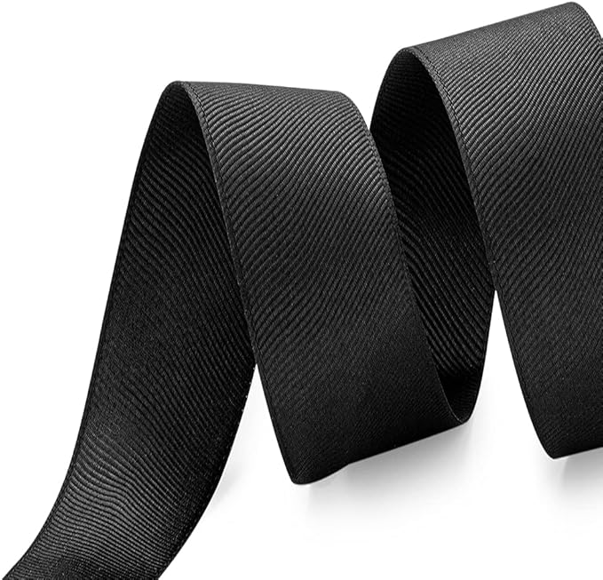 LIUYAXI 1" X 50 Yards Solid Black Grosgrain Ribbon, Perfect for Crafts, Wedding Decor, DIY Hair Accessories, Sewing, Gift Package Wrapping and More