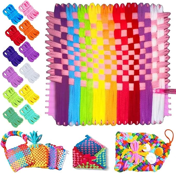 HIKSYJIE Weaving Loom Kit DIY Craft Set for Adults, Potholder Loop Knitting Activity, Great Gift for Creative Minds, Includes 224 Craft Loops and 7" Loom for Beginners