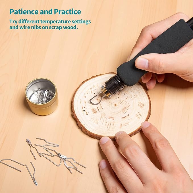 YIHUA 939-II Wood Burning Kit Station Pyrography pen 250~750℃/482~1382℉ Temperature Adjustable with 20 Wire Nibs, 1 stable pen holder, 2 stencils, 2 scrap wood, 1 S/S Tweezers, and 1 pliers (Green)