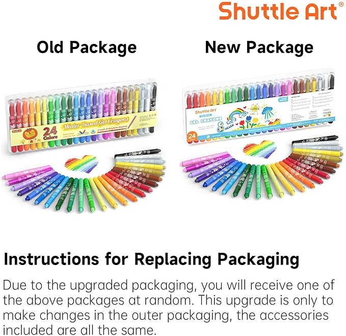 Shuttle Art 24 Colors Gel Crayons for Toddlers, Non-Toxic Crayons Set for Kids Children Coloring, Crayon-Pastel-Watercolor Effect, Ideal for Paper