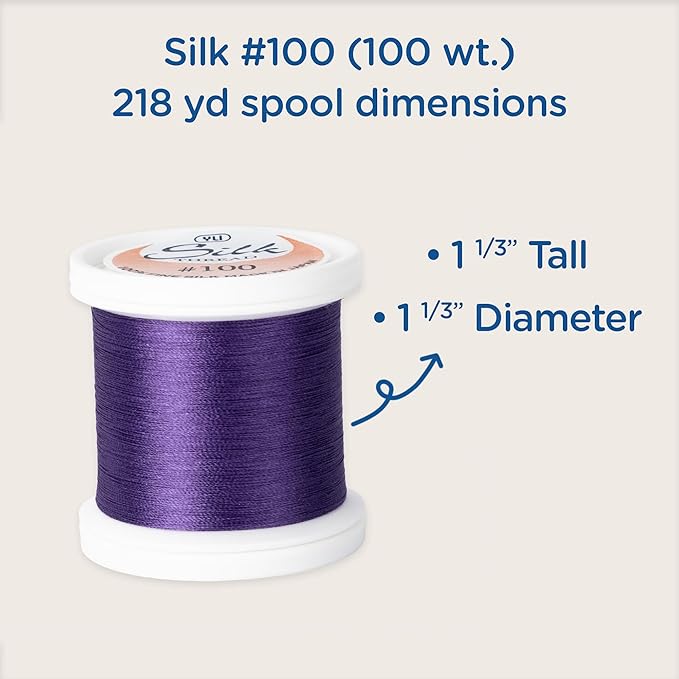 YLI Threads Silk Thread – 100 wt Fine Japanese Silk for Appliqué, EPP, and Quilting - Darke Mauve