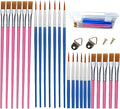 50 Pcs Small Paint Brushes, Flat and Round Pointed Art Brushes for Acrylic, Oil Painting, Watercolor Painting, handicrafts, Children's and Art Supplies Detail Painting (Mix)