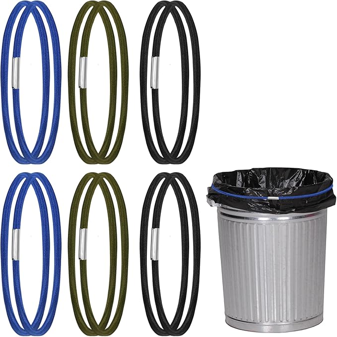Gallon Trash Can Rubber Bands (Set of 6), Elastic Garbage Bin Straps, Secure Liners for Kitchen, Bathroom, Outdoor & Multi-Purpose Use – Durable (Small(13-30 Gallon))