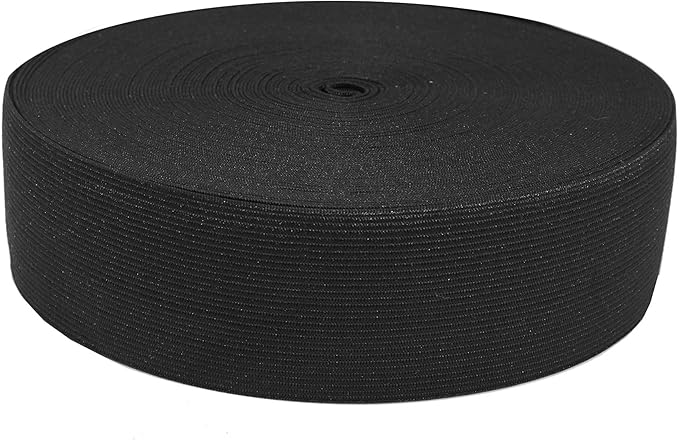 Mandala Crafts Wide 2 Inch Black Elastic Bands Spool for Pants Waistbands Sewing and DIY Crafts, 25 YD Stretchy Flat Fabric Strap Knit Elastic Band for Wig