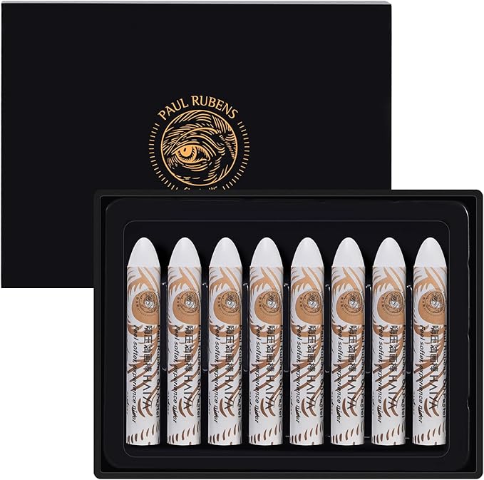 Paul Rubens White Oil Pastels (8 Pack) - Ultra-Creamy & Blendable, Bullet Tip for Precision - Premium Art Supplies for Drawing, Sketching & Painting - Ideal for Artists, Students & Beginners