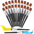 Zonon 20 Pcs Flat Paint Brushes Acrylic Painting Craft Accessories Classroom Prizes Gifts Small Watercolor Paint Brushes Bulk for Adult Artist Detail Oil Canvas Face(1 Inch,Black)